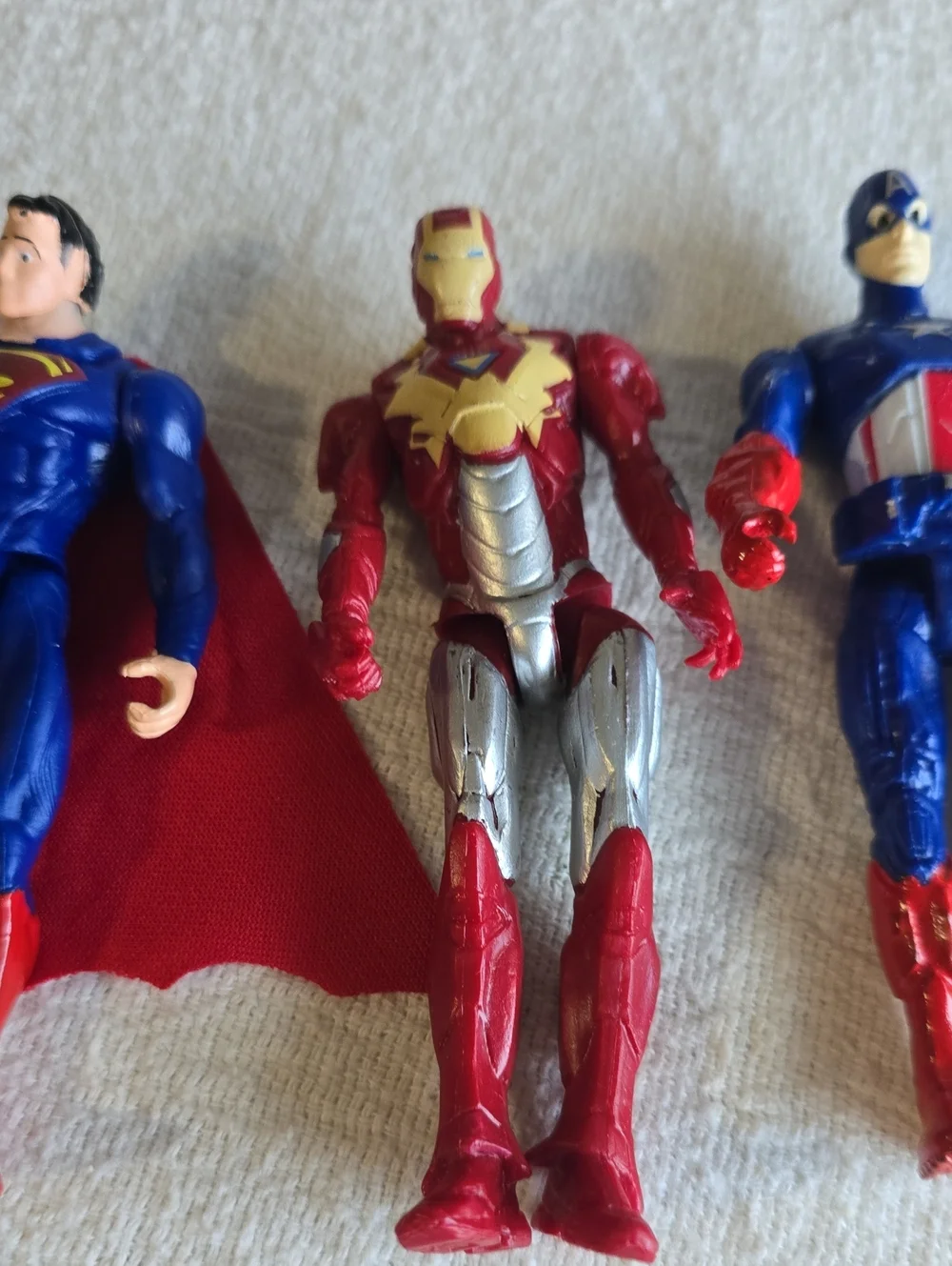 Superhero Action Figure Set - Red, Blue, Black, Silver Set Of 4, 3.5 Inches